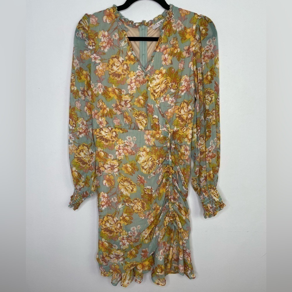 NWT Inspired Heart ruched floral chiffon dress